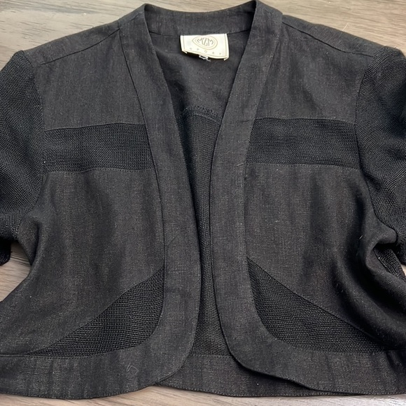 VINTAGE MZM SPORT CROPPED LINEN & KNIT JACKET TOP SIZ MEDIUM - Picture 13 of 16